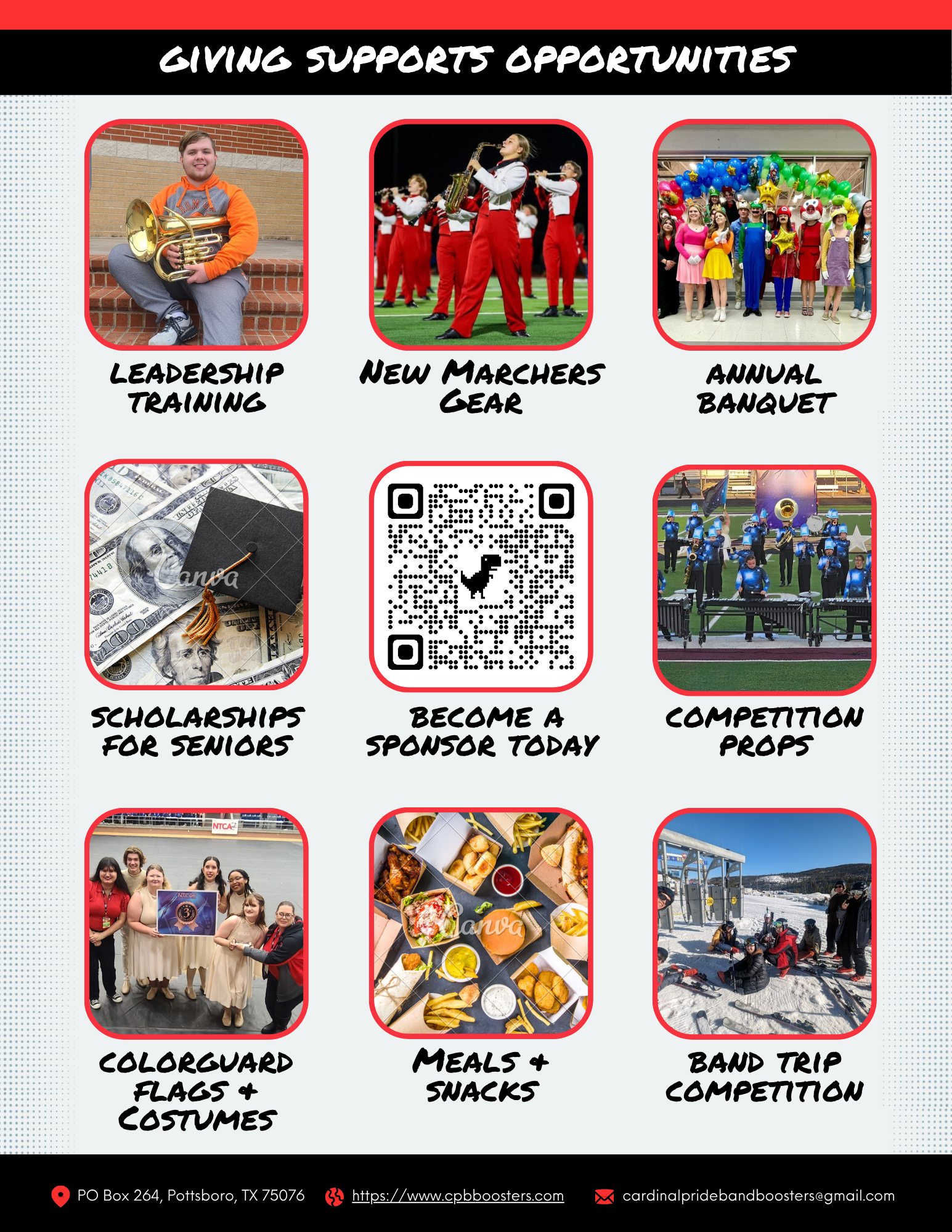 Sponsorship supports band activities throughout the year